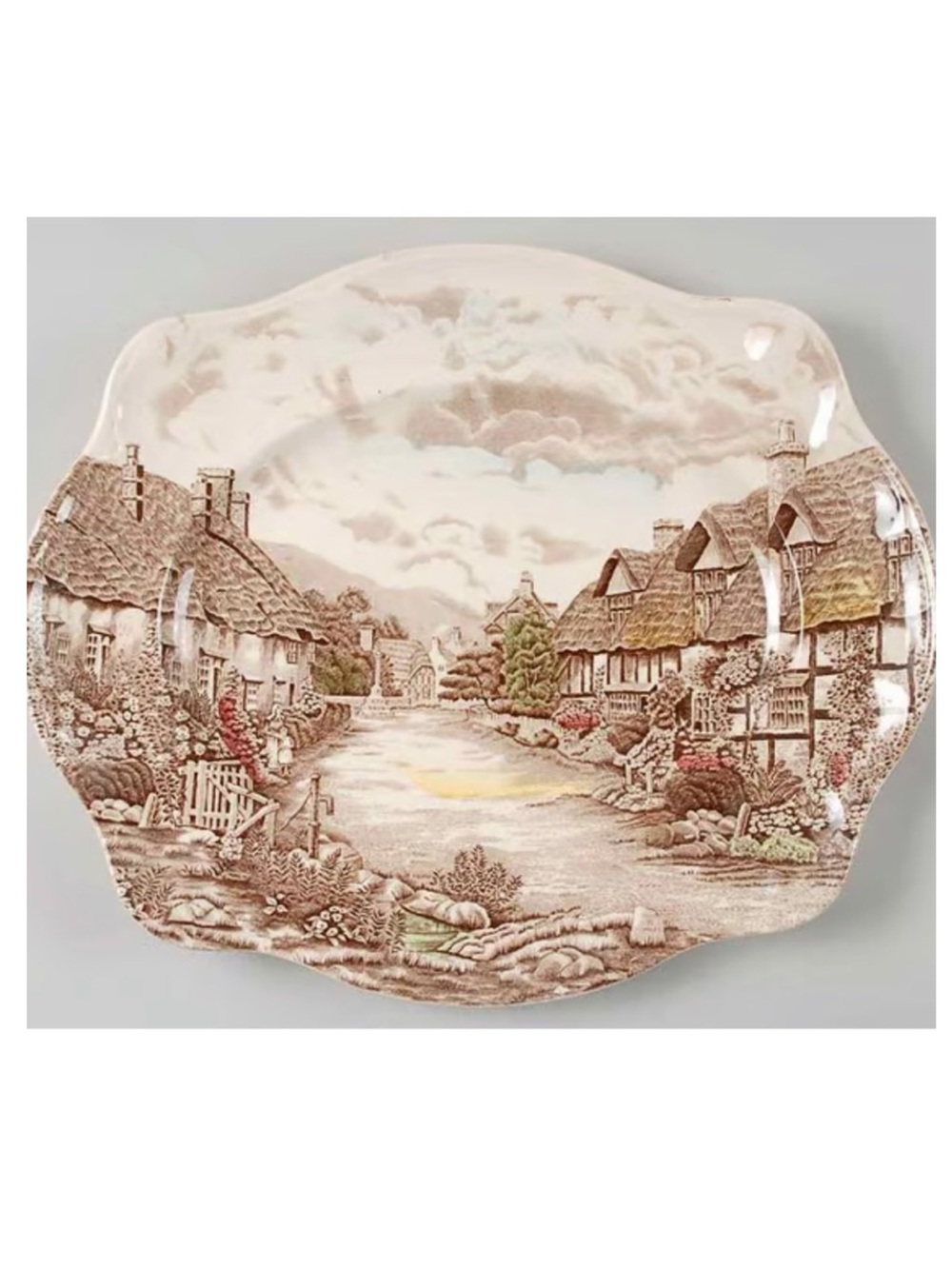 JOHNSON BROS “ Olde English Countryside” oval serving plate and gravy boat